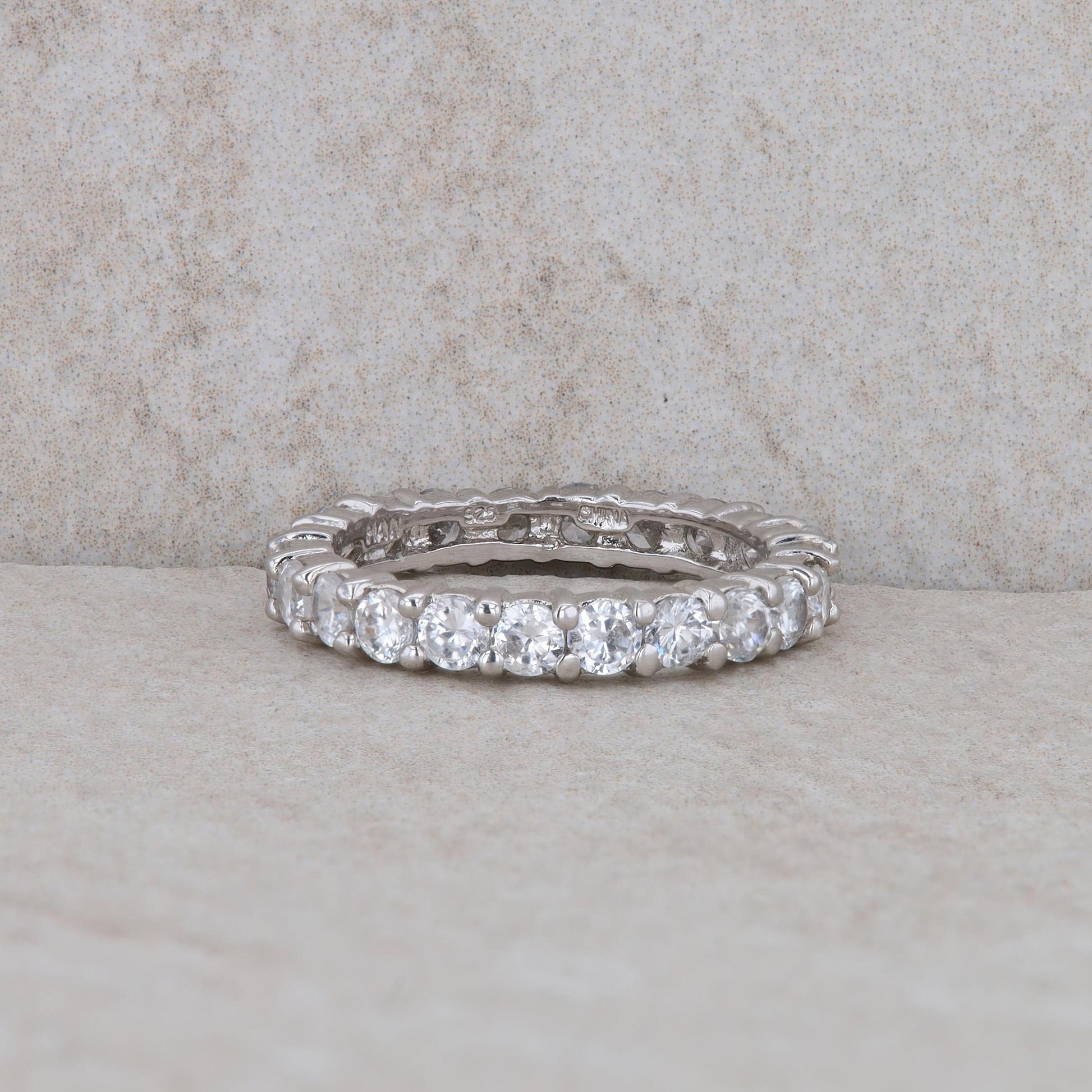 Sterling Silver Cubic Zirconia Eternity Stone Band