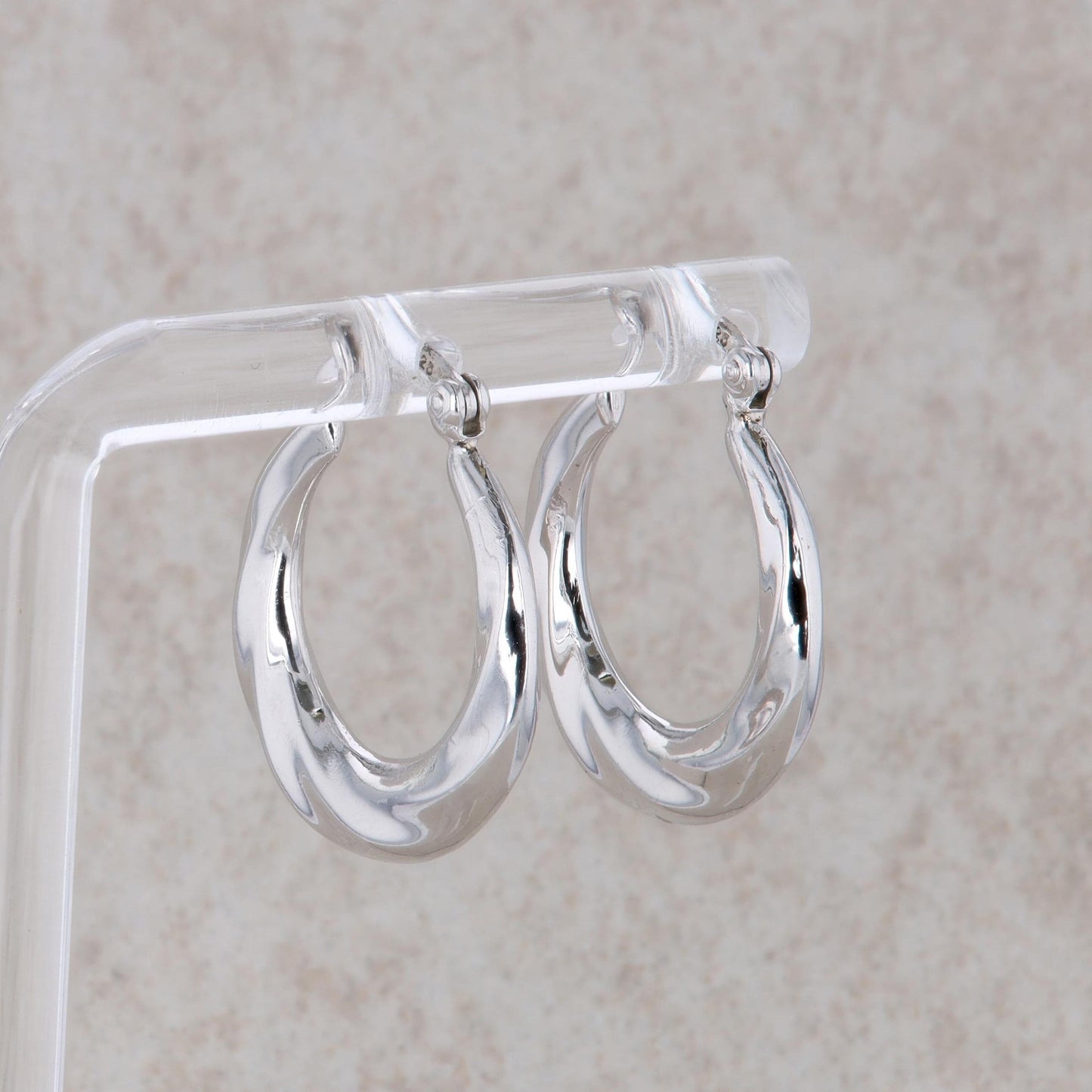 Sterling Silver Hoop Twisted Textured Earrings 2.02g