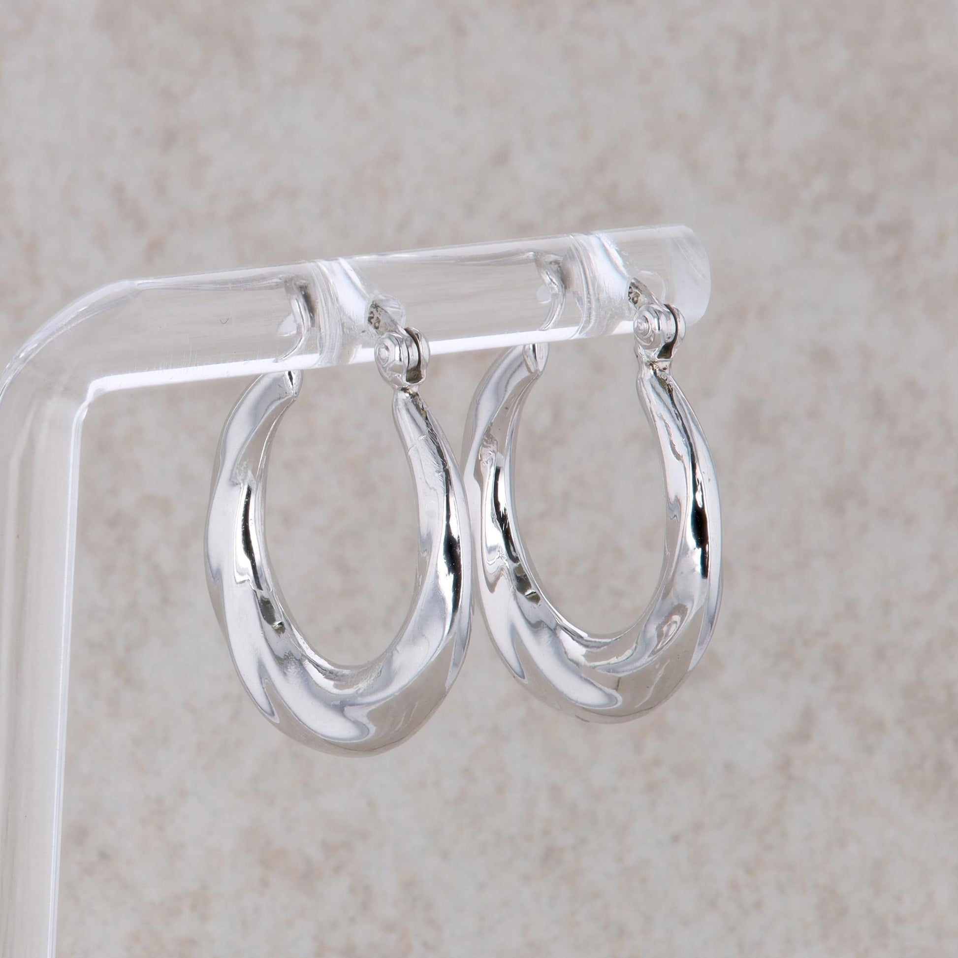 Sterling Silver Hoop Twisted Textured Earrings 2.02g