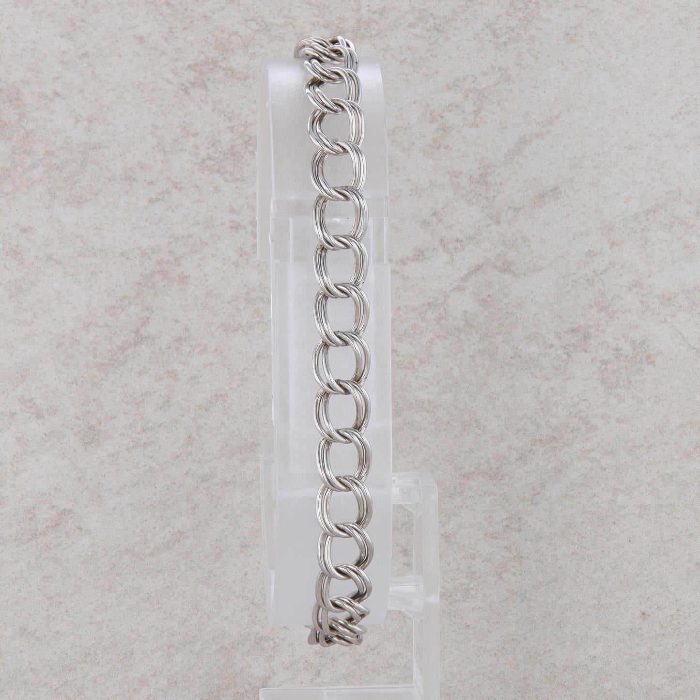 Sterling Silver Double Link Charm Bracelet 6.56g