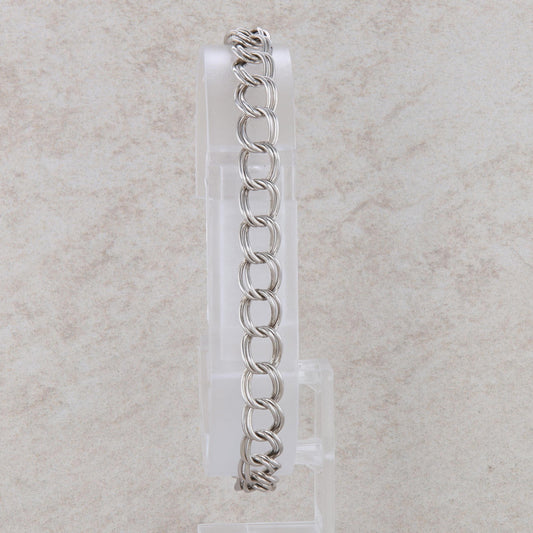 Sterling Silver Double Link Charm Bracelet 6.56g