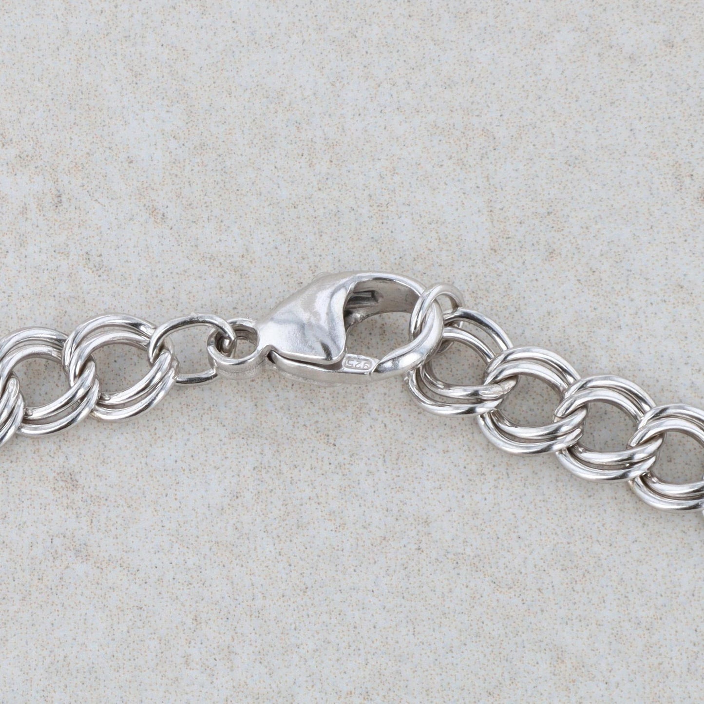 Sterling Silver Double Charm Bracelet 7" 5.4g