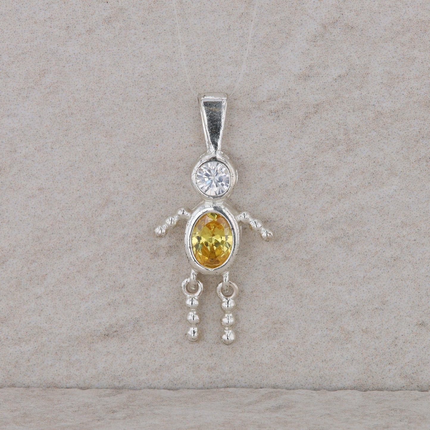 Sterling Silver Baby Boy November Birthstone Citrine Charm 1.73g