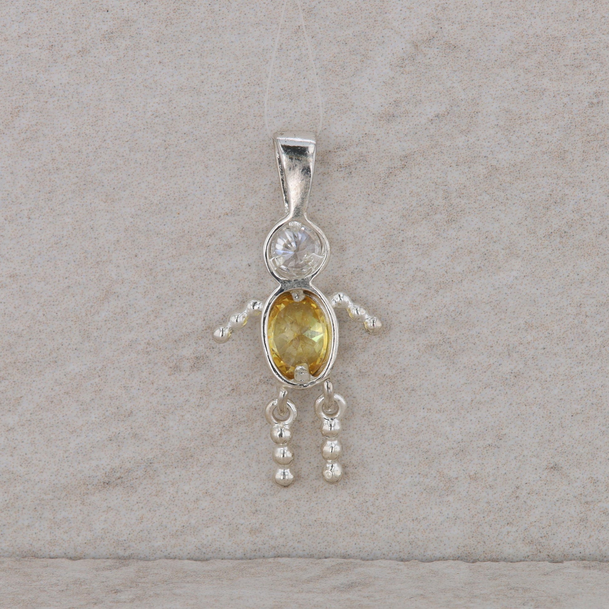 Sterling Silver Baby Boy November Birthstone Citrine Charm 1.73g