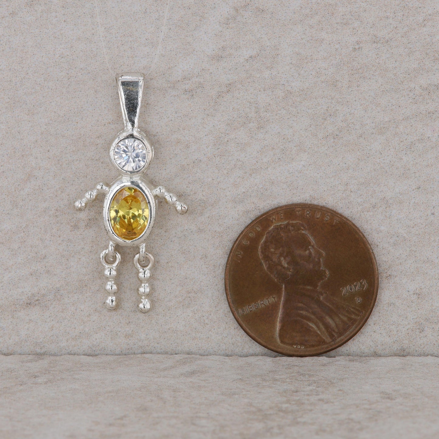 Sterling Silver Baby Boy November Birthstone Citrine Charm 1.73g