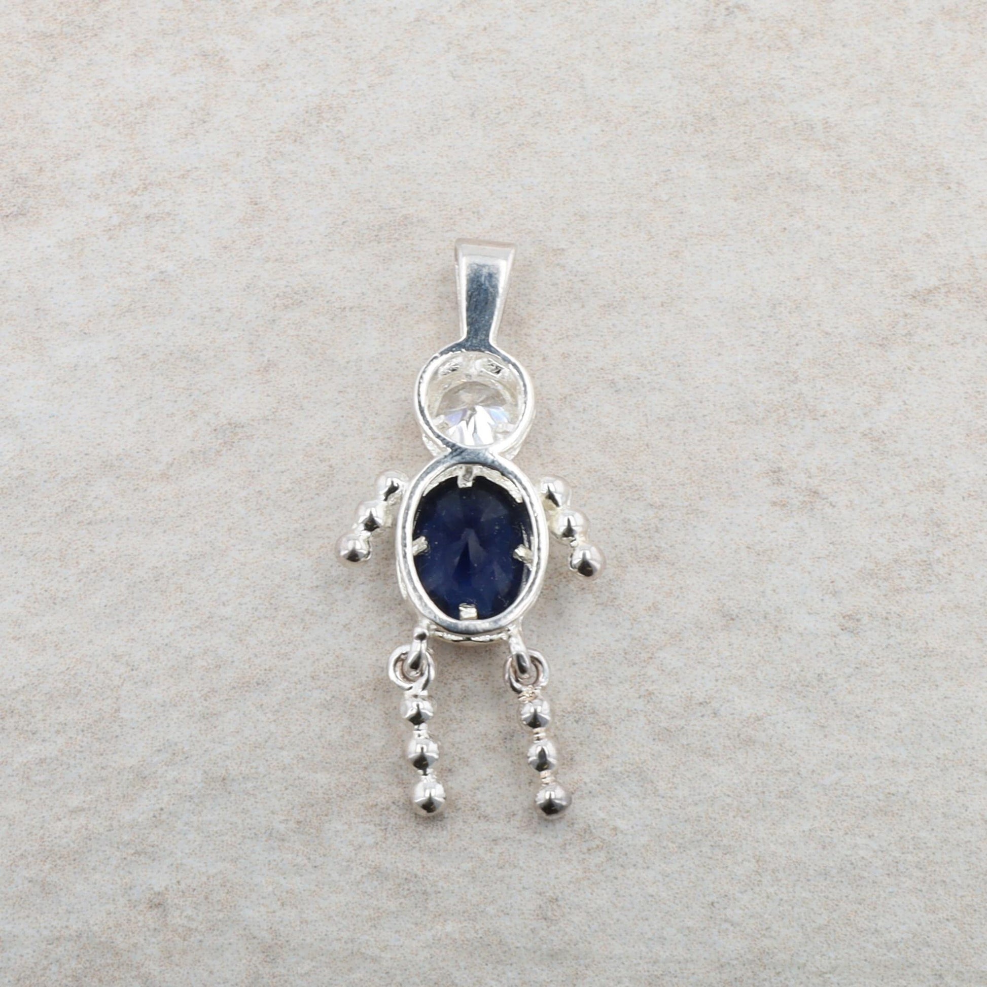 Sterling Silver Baby Boy September Birthstone Imitation Sapphire Charm 2.14g