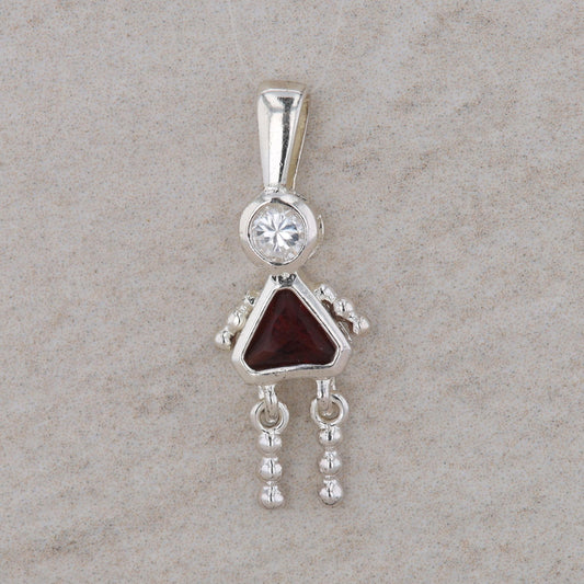 Sterling Silver Baby Girl January Birthstone Garnet Charm 1.71g