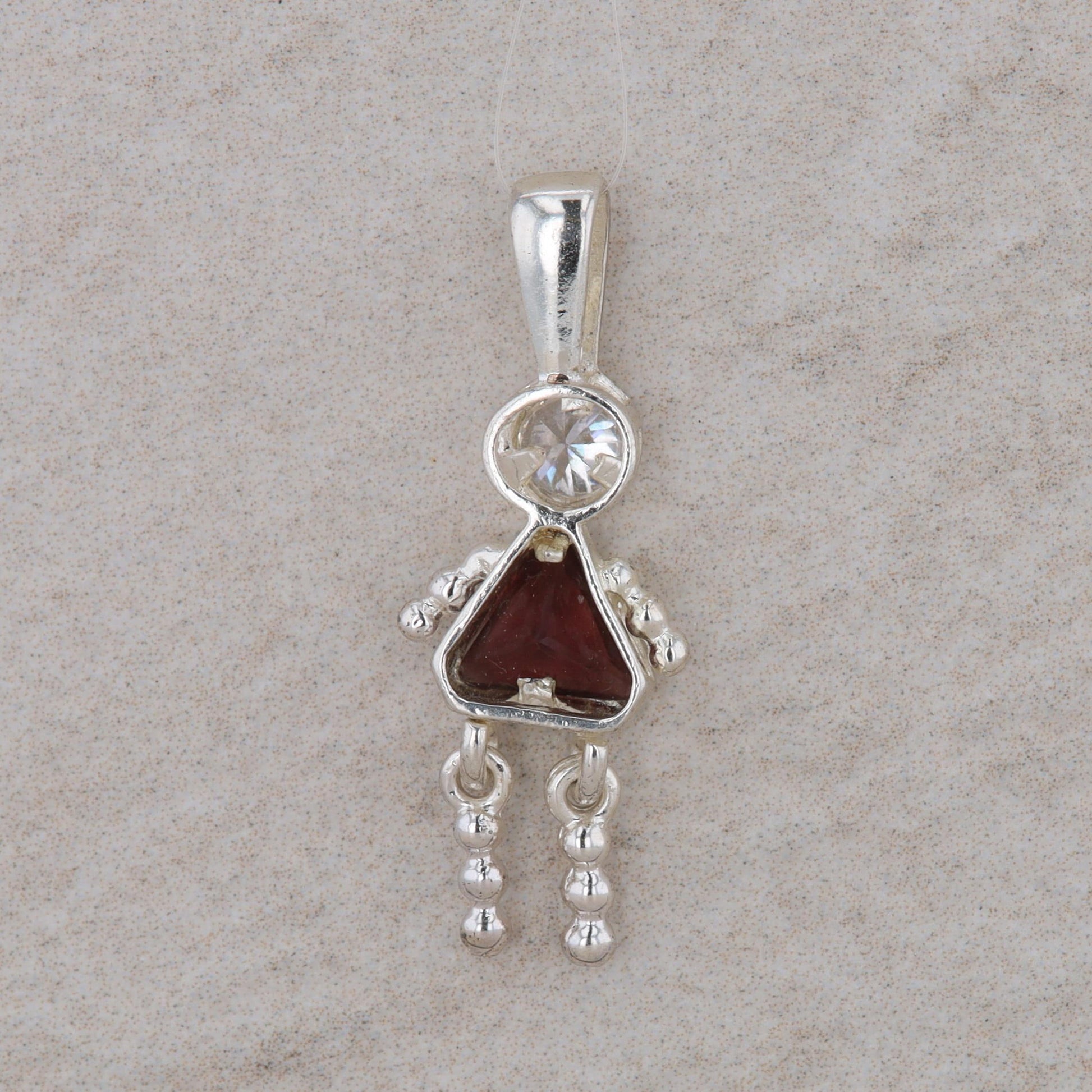 Sterling Silver Baby Girl January Birthstone Garnet Charm 1.71g