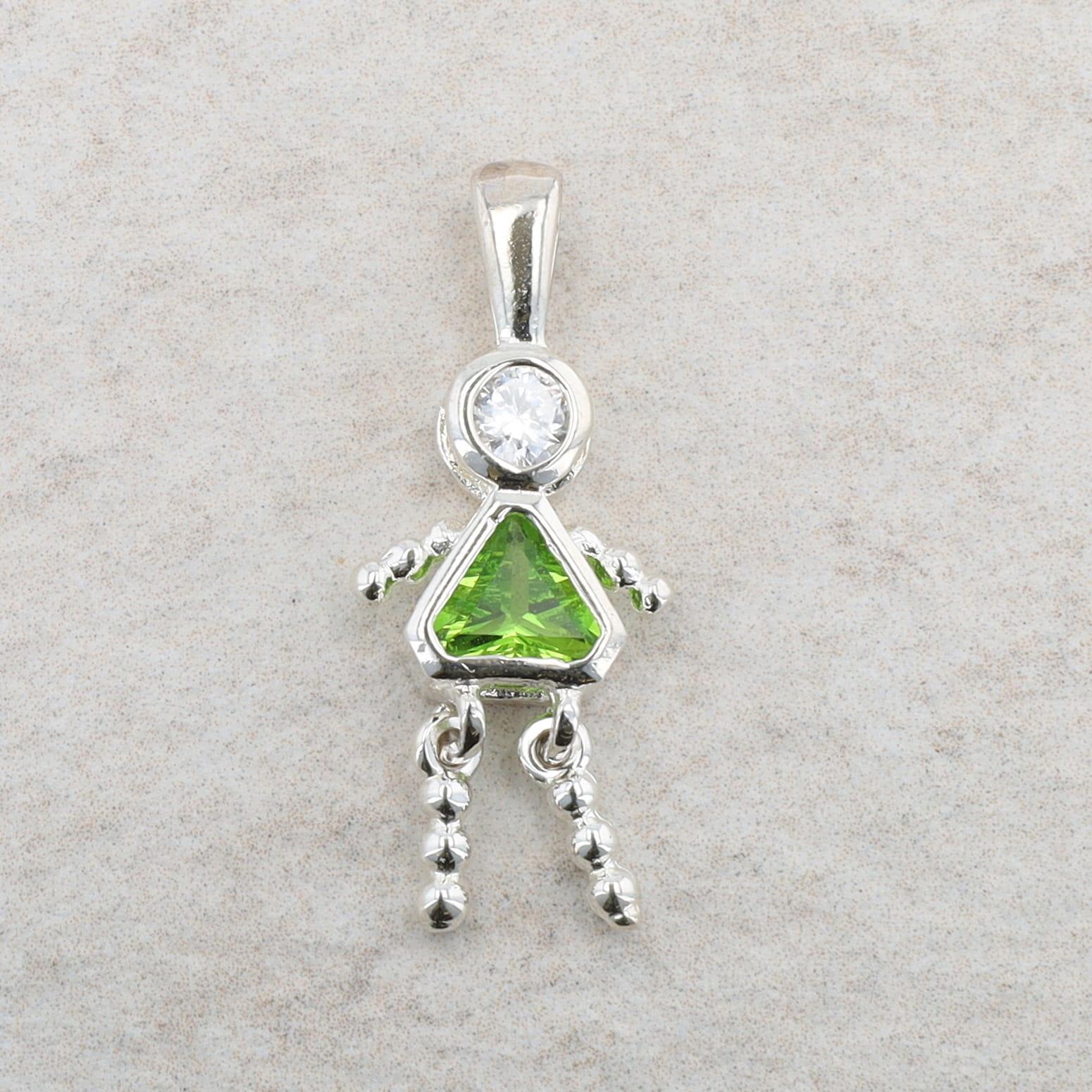 Sterling Silver Baby Girl August Birthstone Peridot Charm 1.70g