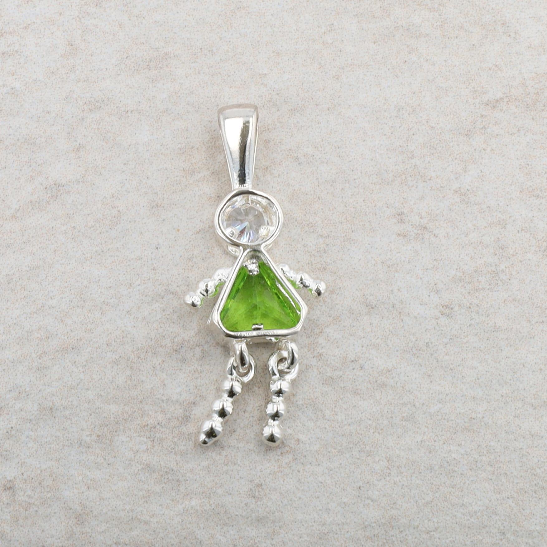 Sterling Silver Baby Girl August Birthstone Peridot Charm 1.70g