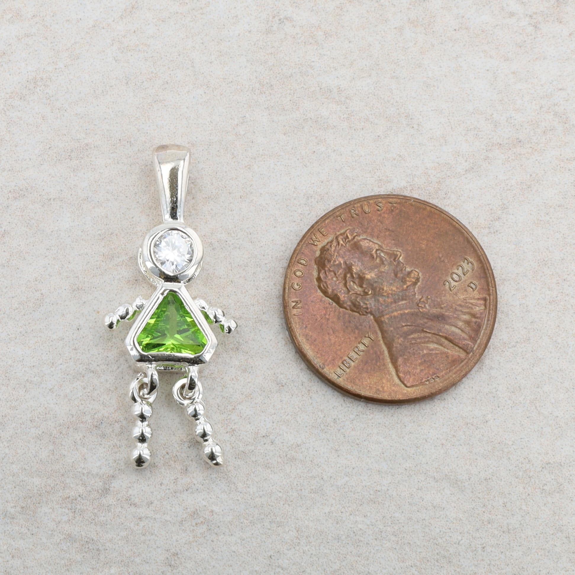 Sterling Silver Baby Girl August Birthstone Peridot Charm 1.70g