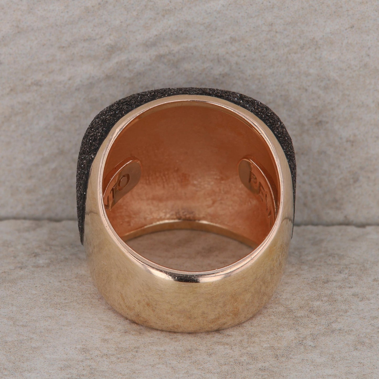 Sterling Silver/Rose Gold Plated Pesavento Black Mineral Dust Ring