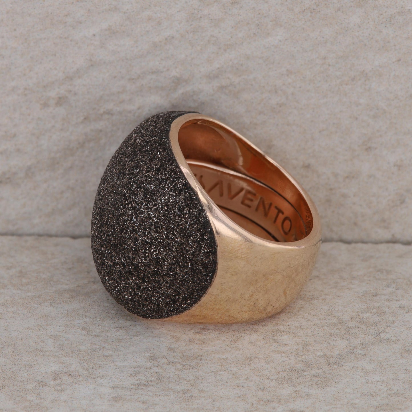 Sterling Silver/Rose Gold Plated Pesavento Black Mineral Dust Ring