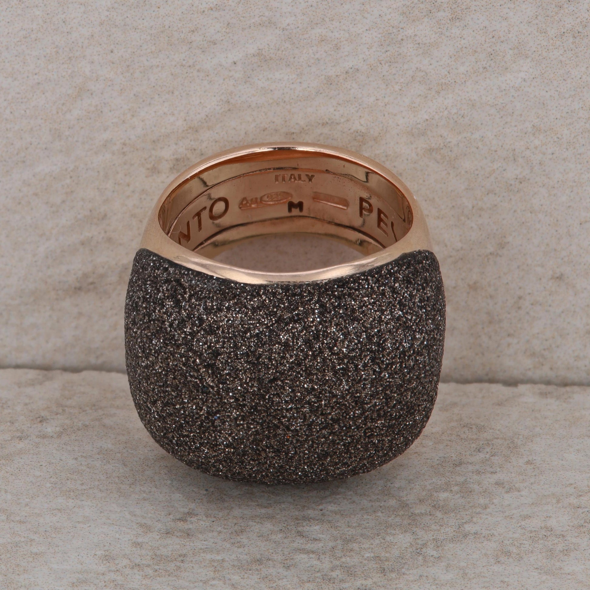 Sterling Silver/Rose Gold Plated Pesavento Black Mineral Dust Ring