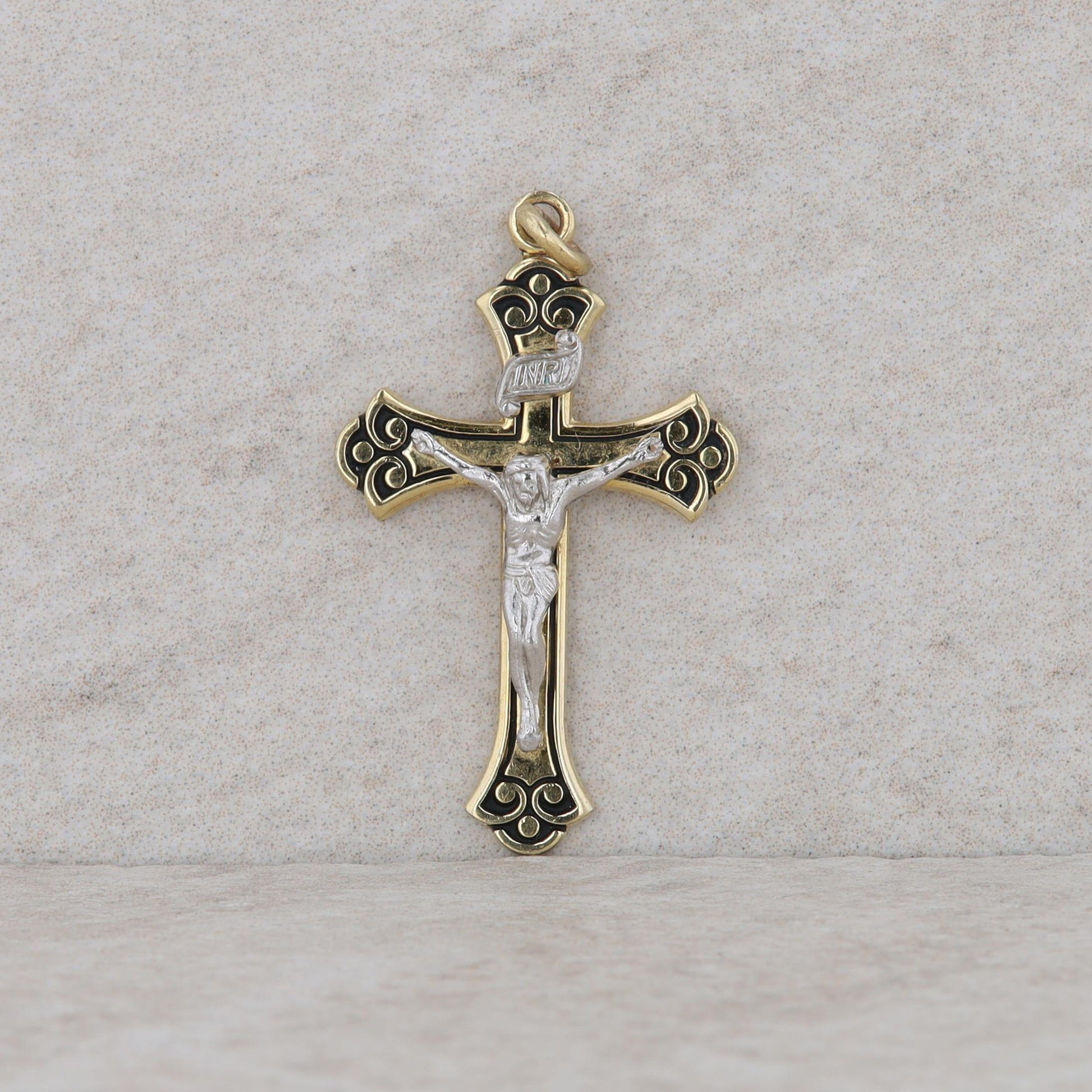 Sterling Silver & Gold Plated Filigree Cross Pendant 1.88g