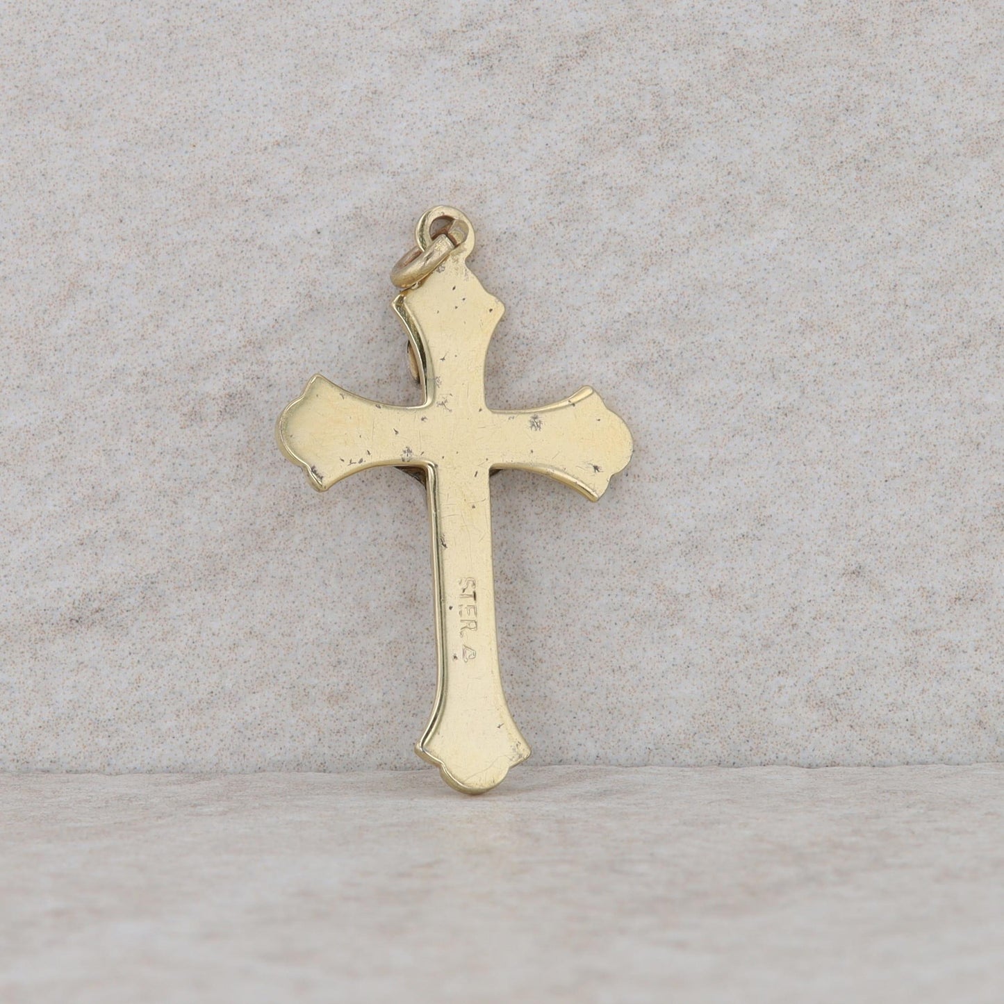 Sterling Silver & Gold Plated Filigree Cross Pendant 1.88g