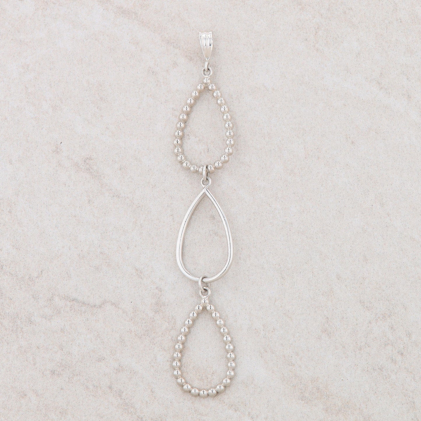 Sterling Silver Triple Teardrop Beaded Dangle Pendant