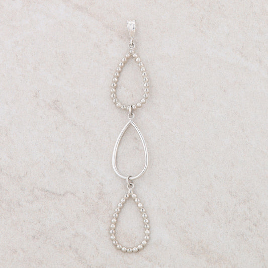 Sterling Silver Triple Teardrop Beaded Dangle Pendant