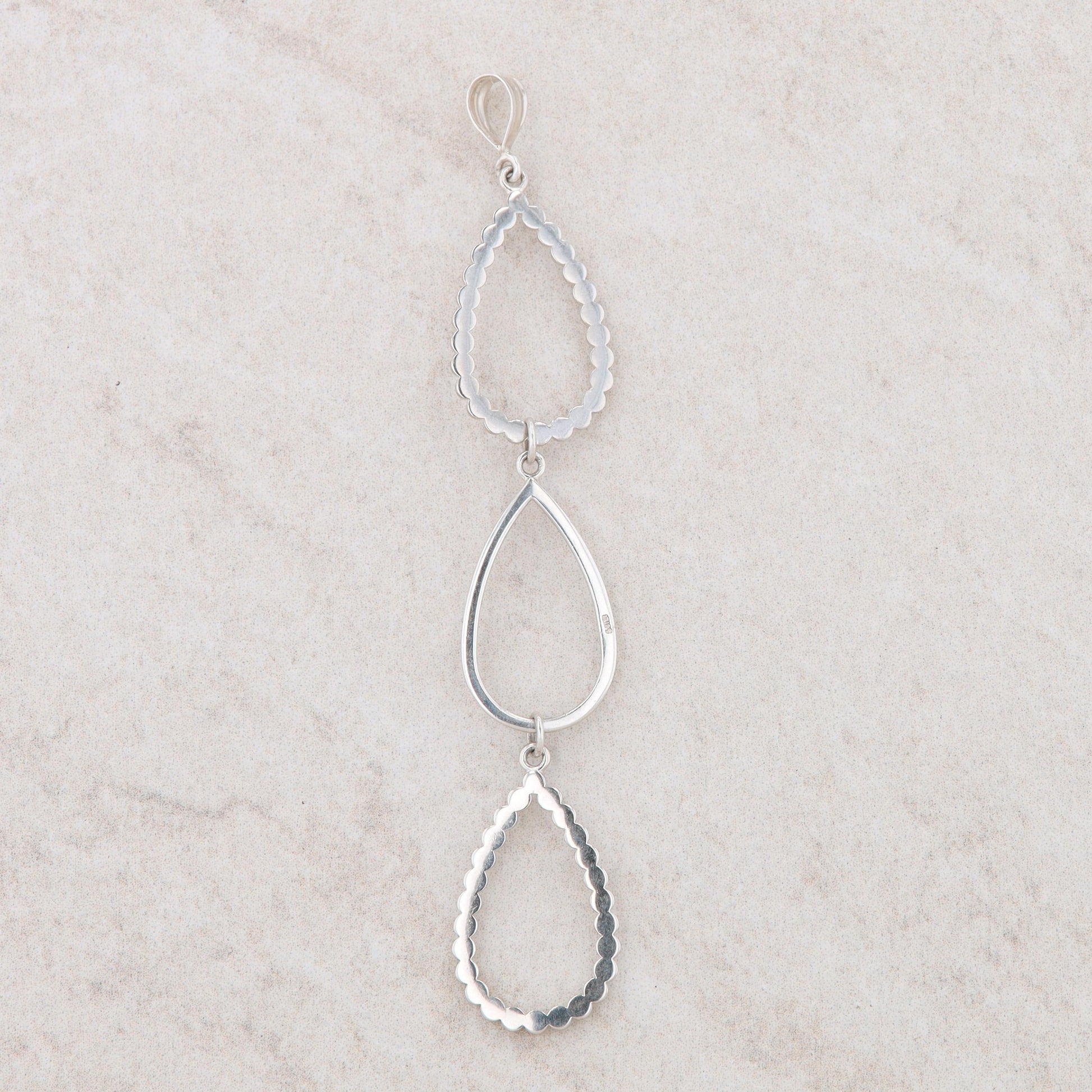 Sterling Silver Triple Teardrop Beaded Dangle Pendant