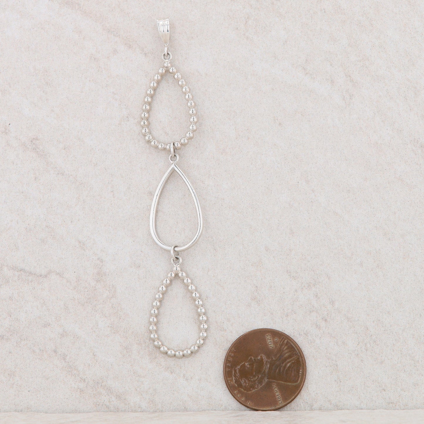 Sterling Silver Triple Teardrop Beaded Dangle Pendant