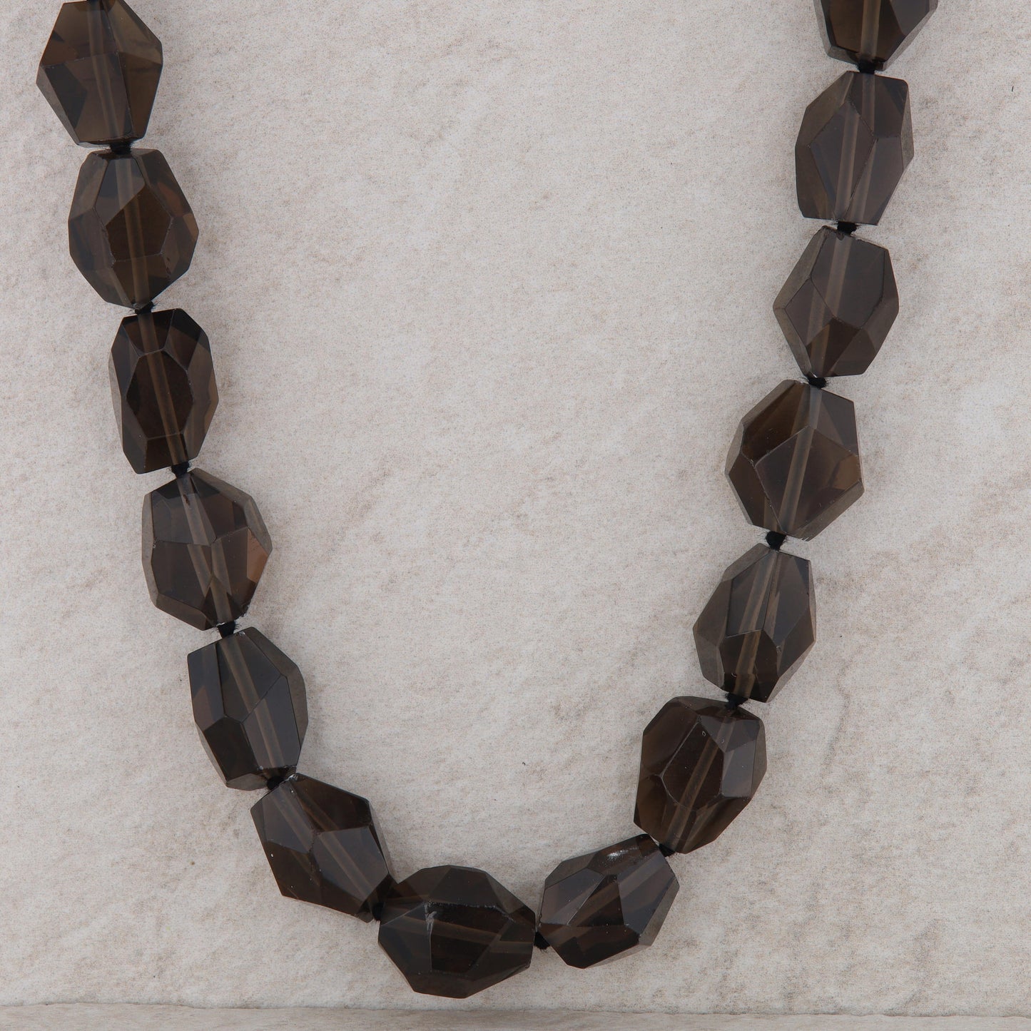 Smoky Quartz Beaded Necklace with Gold Filled Toggle Clasp