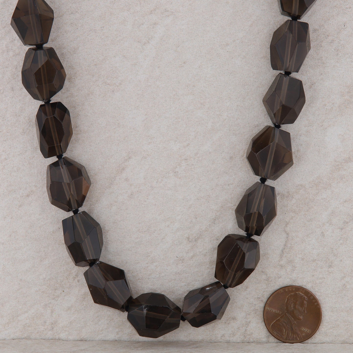 Smoky Quartz Beaded Necklace with Gold Filled Toggle Clasp