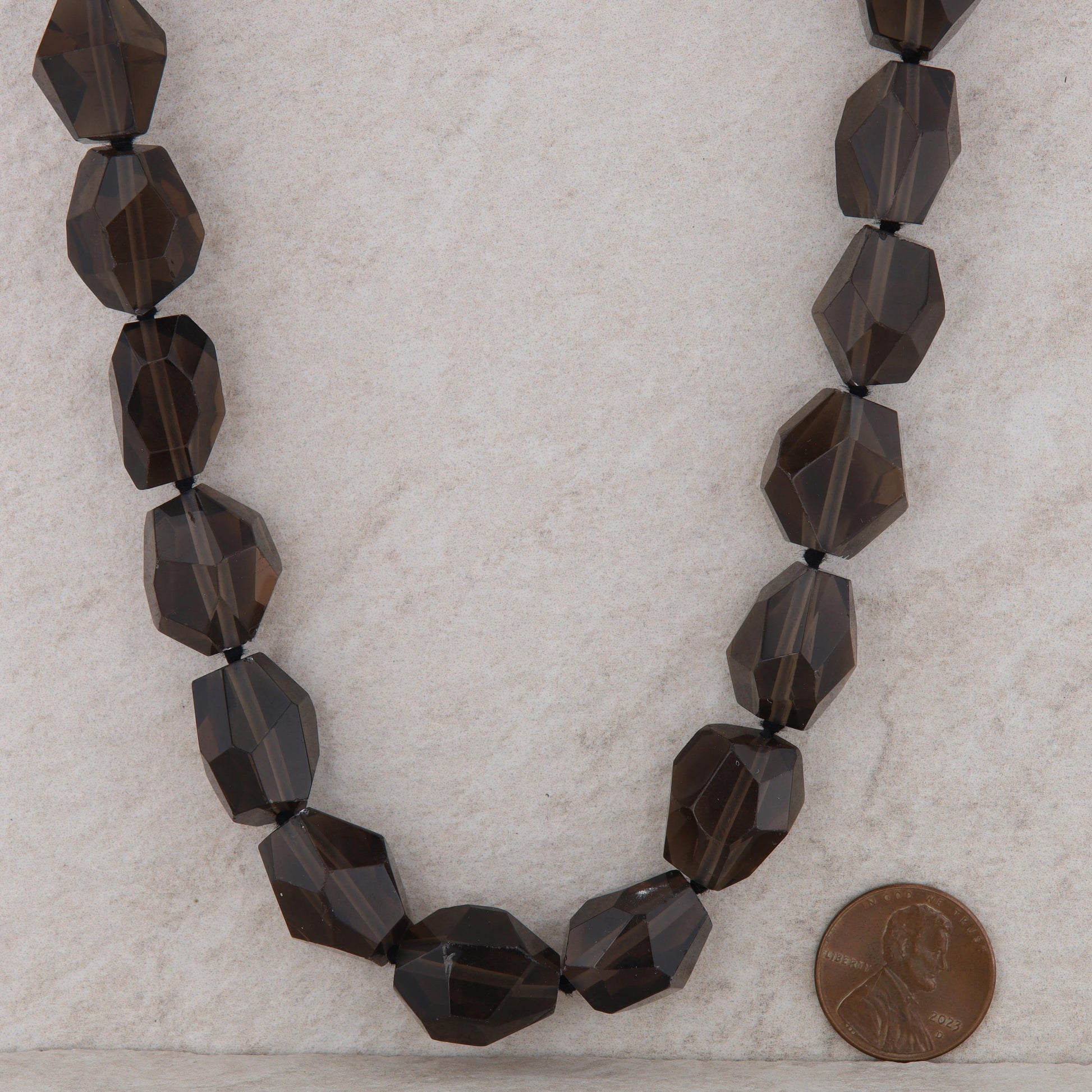 Smoky Quartz Beaded Necklace with Gold Filled Toggle Clasp