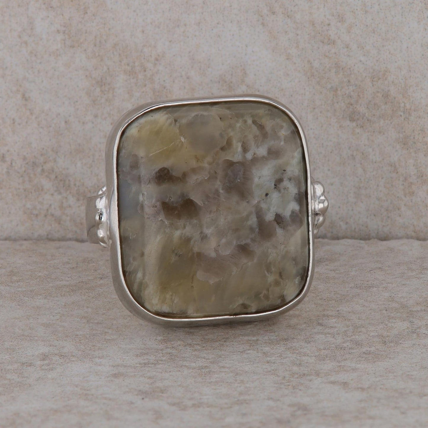 Sterling Silver Rectangular Cushion Jasper Stone Ring