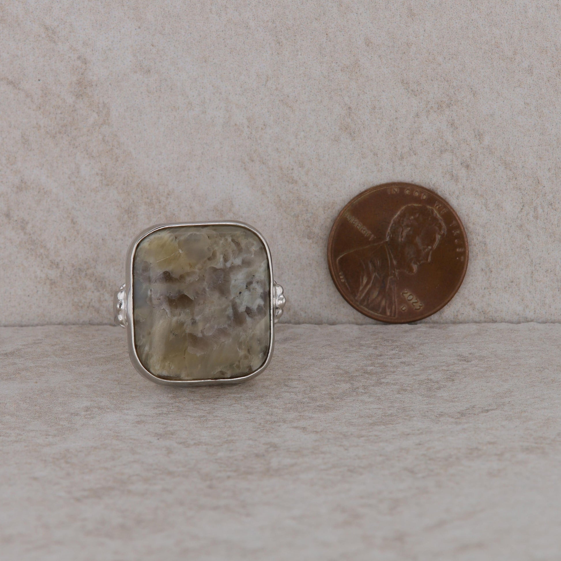 Sterling Silver Rectangular Cushion Jasper Stone Ring