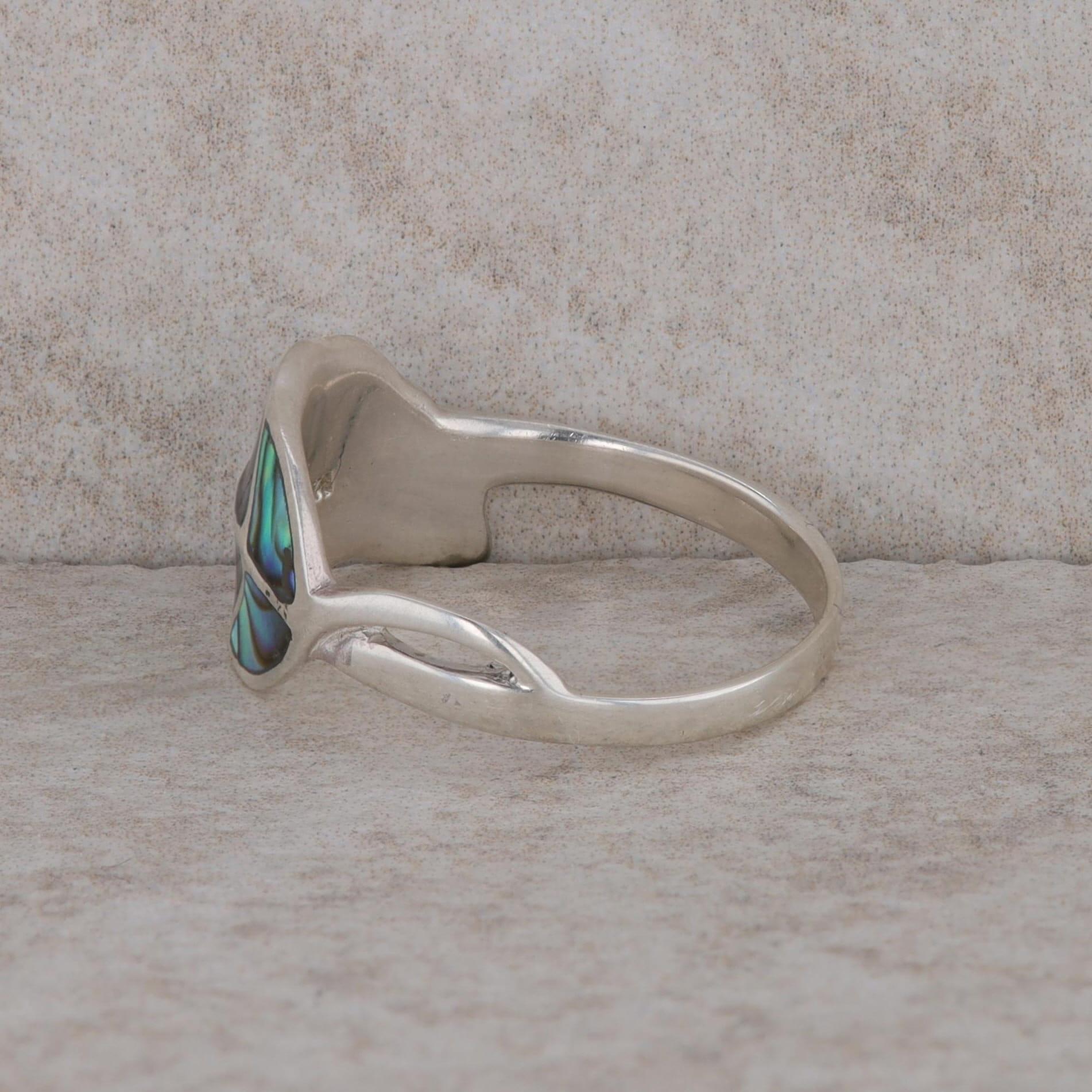 Sterling Silver Abalone Shell Leaf Style Ring