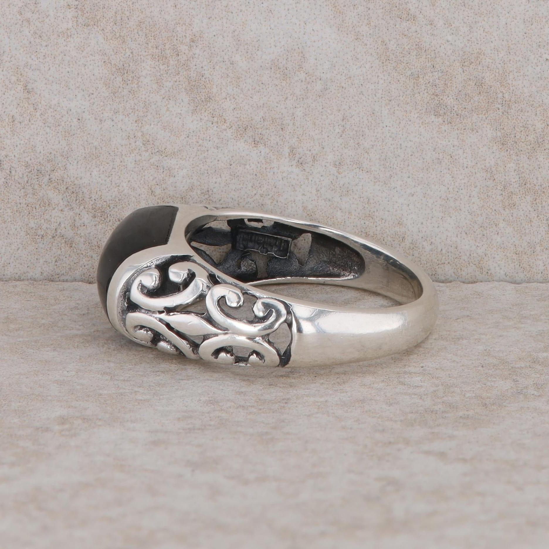 Sterling Silver Onyx Filigree Cut Out Ring