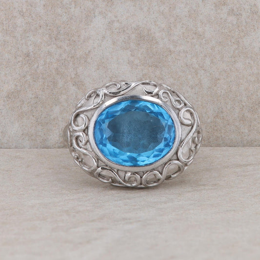 Sterling Silver Gabriel and Co. Blue Topaz Ring