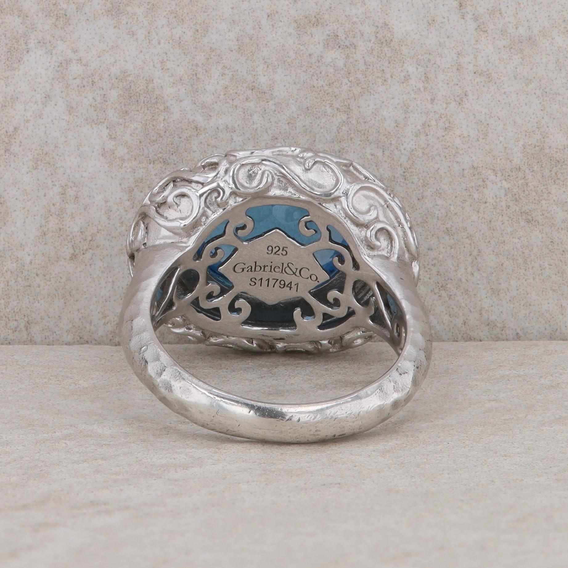 Sterling Silver Gabriel and Co. Blue Topaz Ring