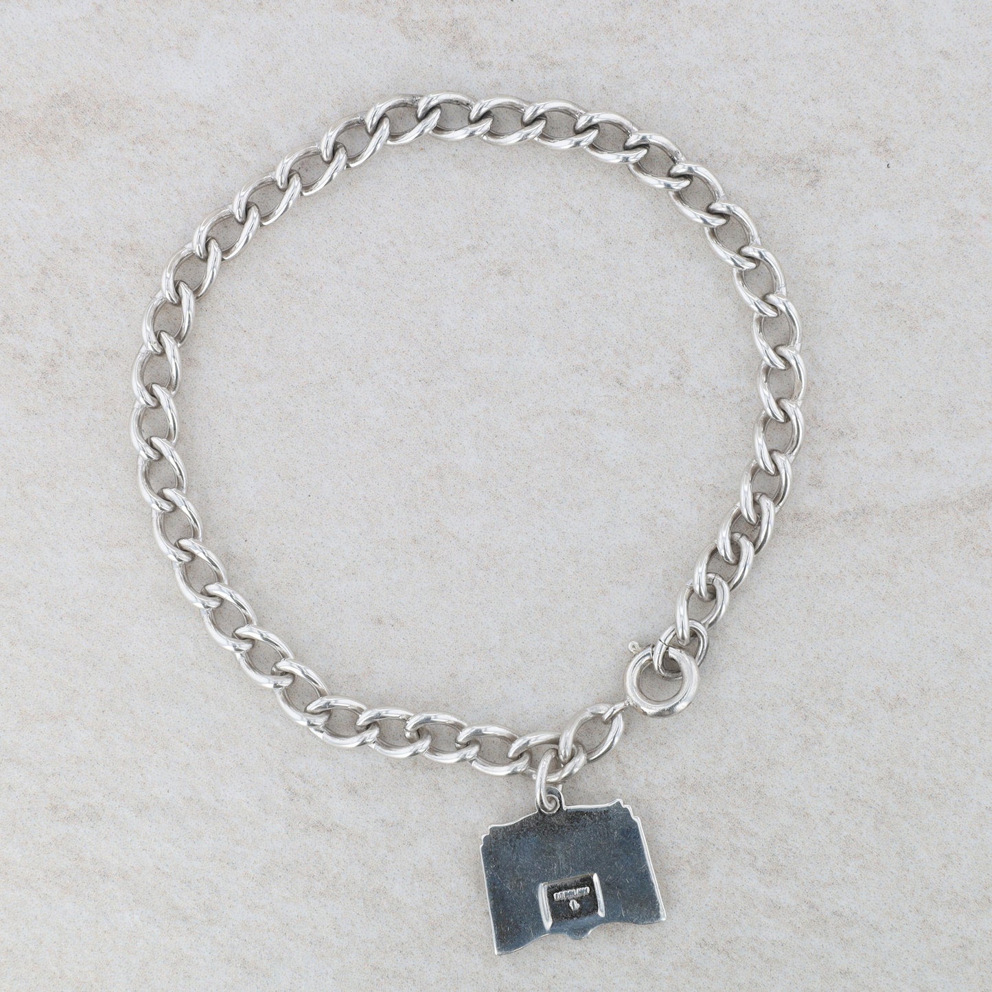 Sterling Silver Cable Bracelet with Queenly Quest Charm 10.4g