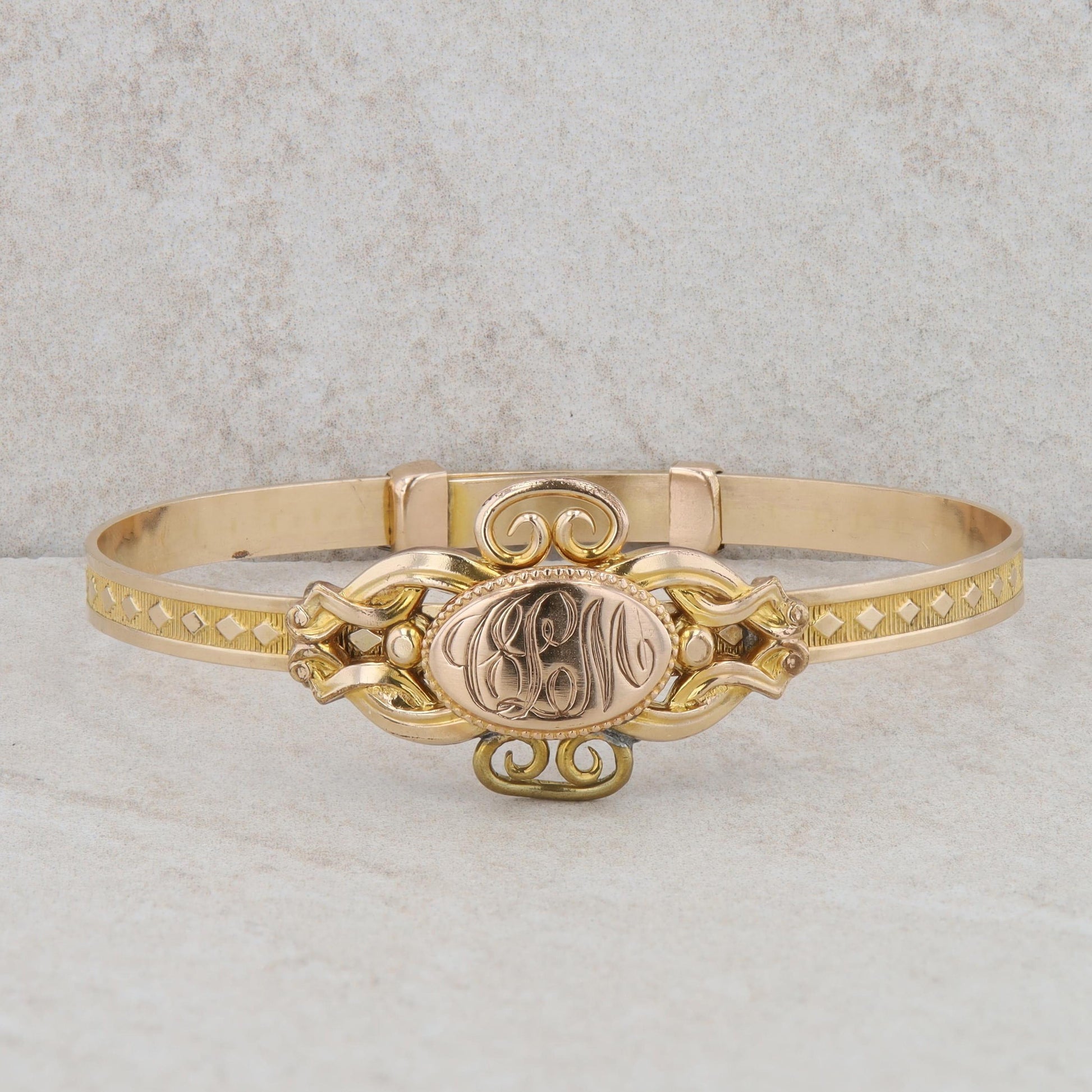 Gold Plated Children's Engraved Detailed Bangle Cuff 10.20g