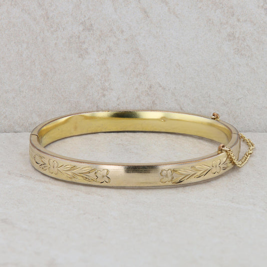 Gold Filled Etched Bangle 10.15g