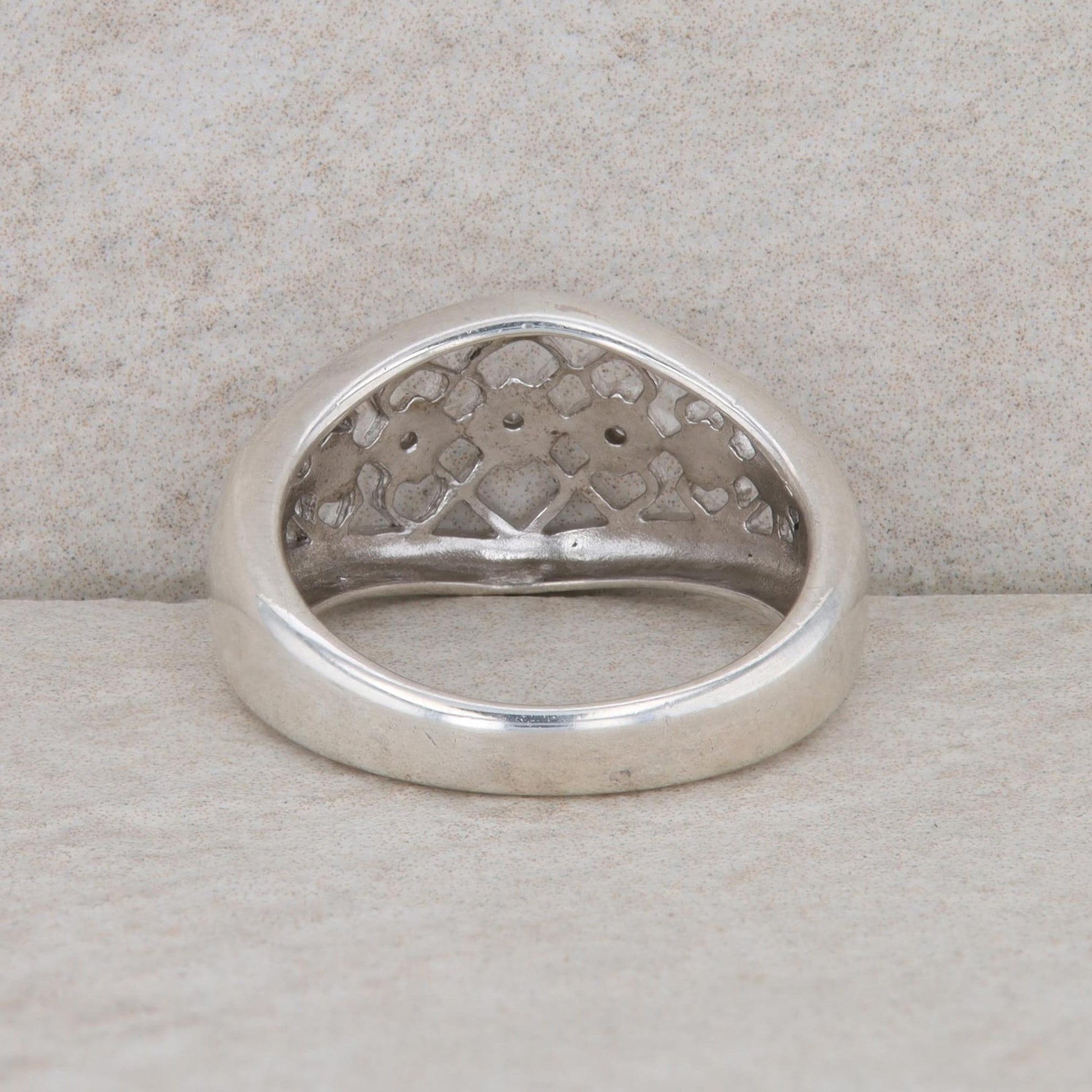 Sterling Silver Diamond Fashion Domed Ring