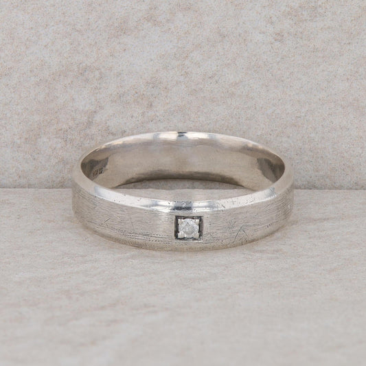 Sterling Silver Men's Diamond Band