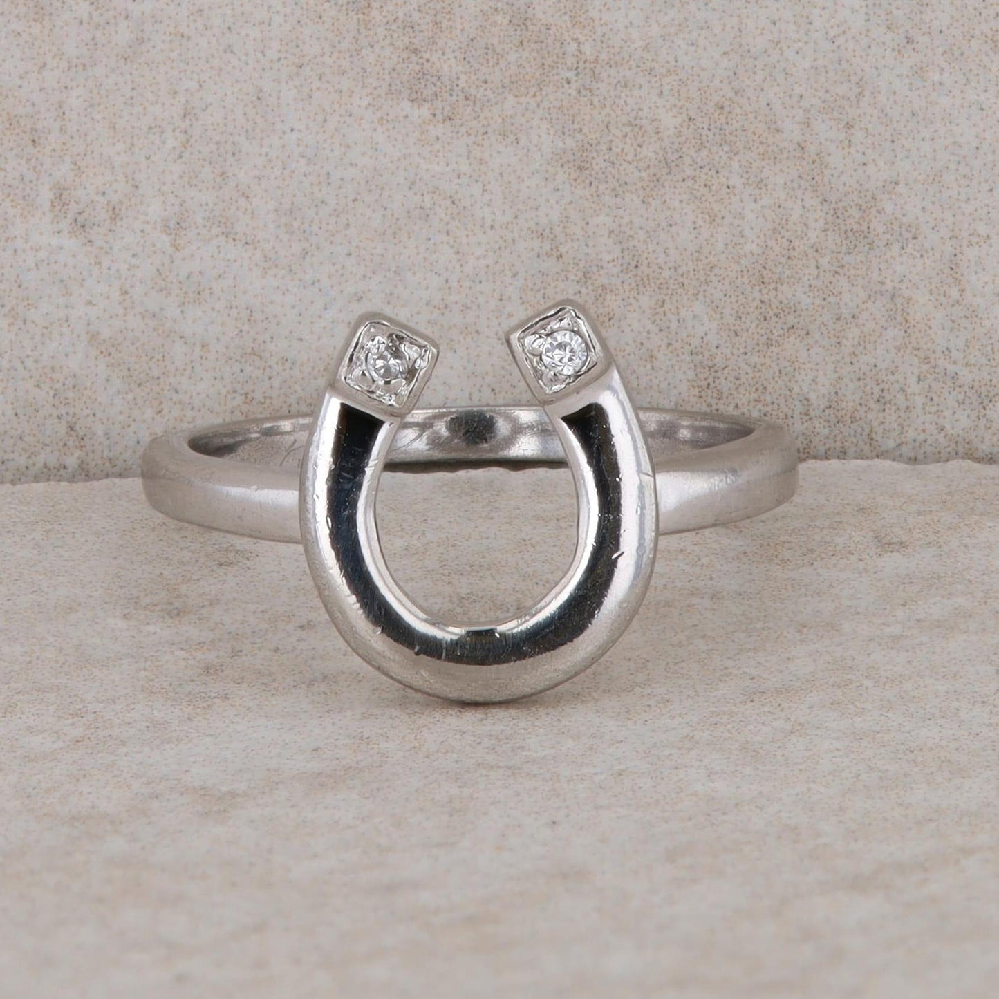 Sterling Silver Diamond Horseshoe Ring