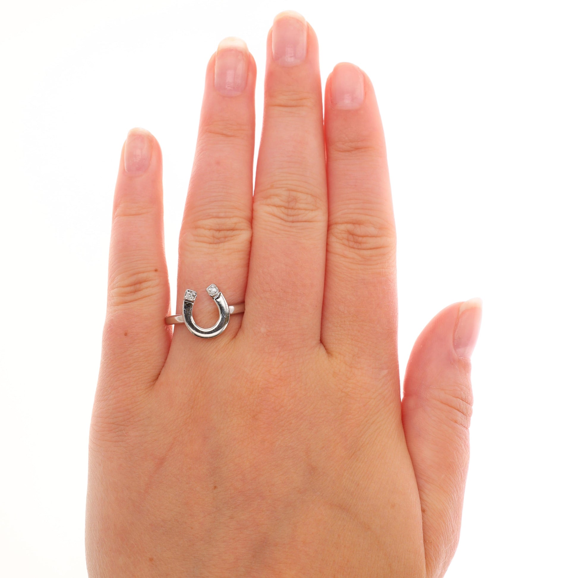 Sterling Silver Diamond Horseshoe Ring