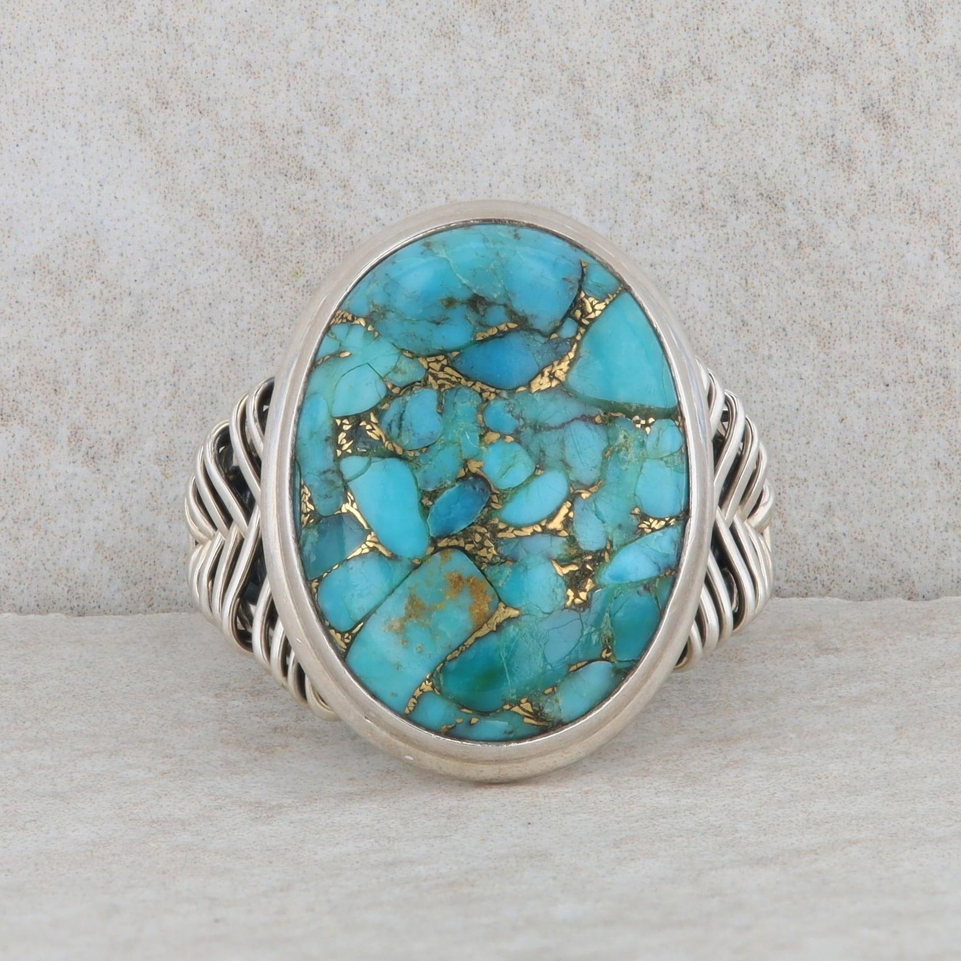 Sterling Silver Oval Composite Turquoise Ring