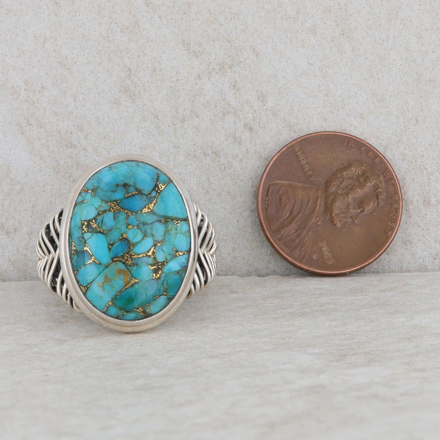 Sterling Silver Oval Composite Turquoise Ring