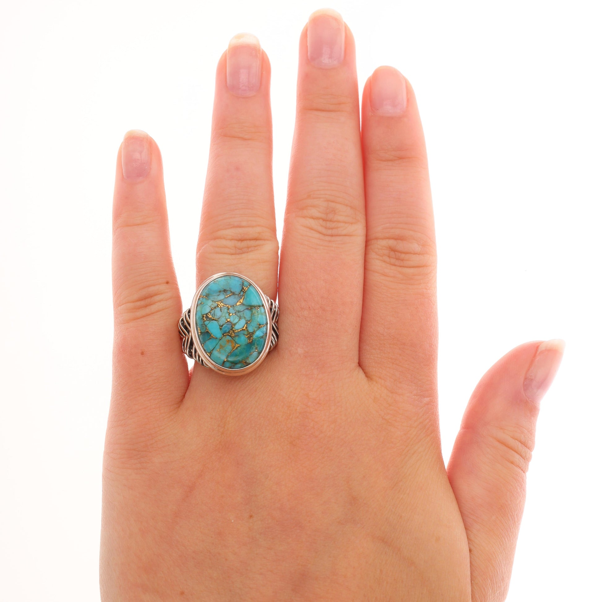 Sterling Silver Oval Composite Turquoise Ring