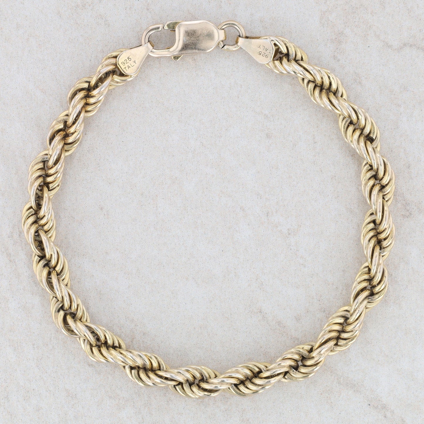 Sterling Silver/Gold Plated Rope Bracelet 11.9g