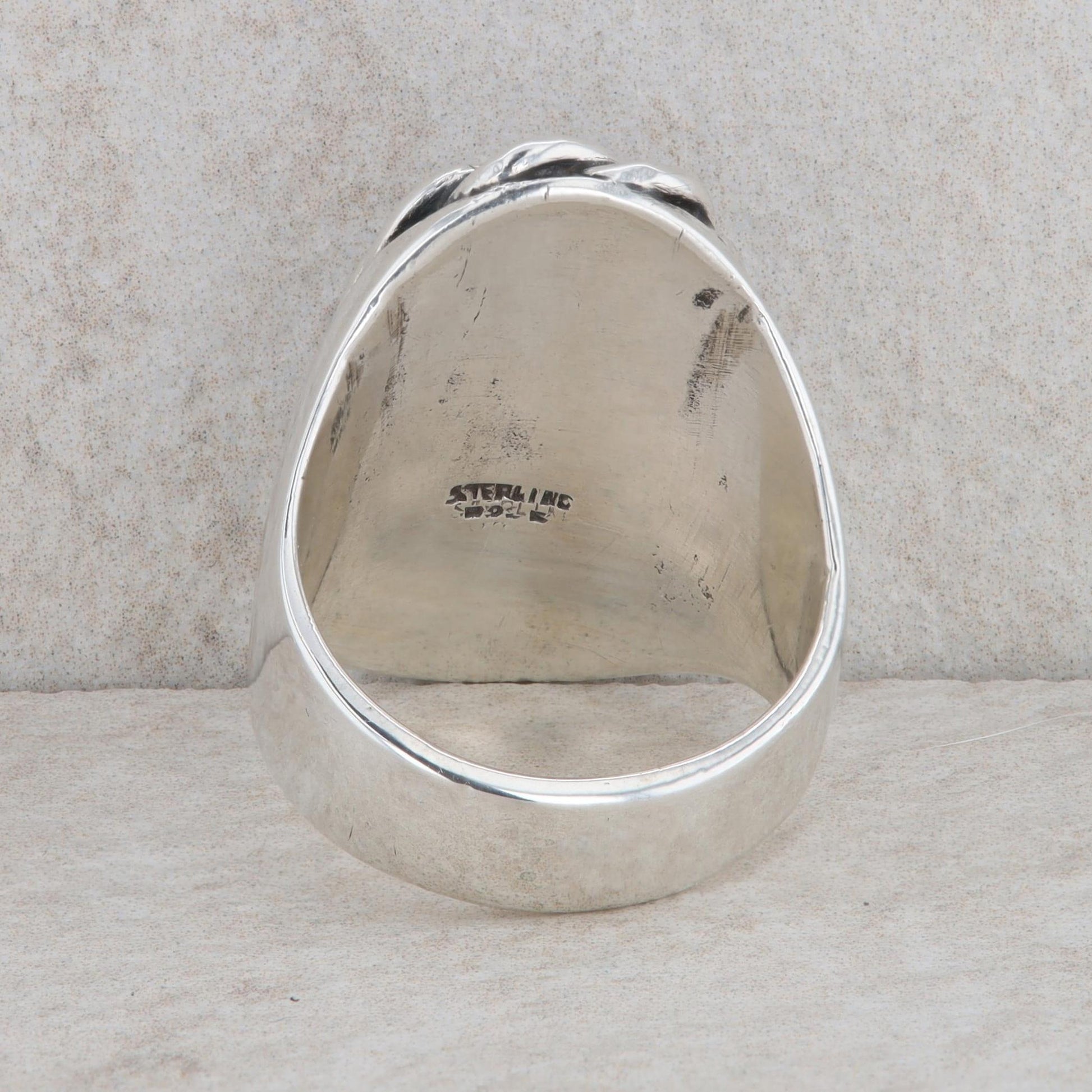 Sterling Silver Fire Agate Roped Statement Closed Back Ring