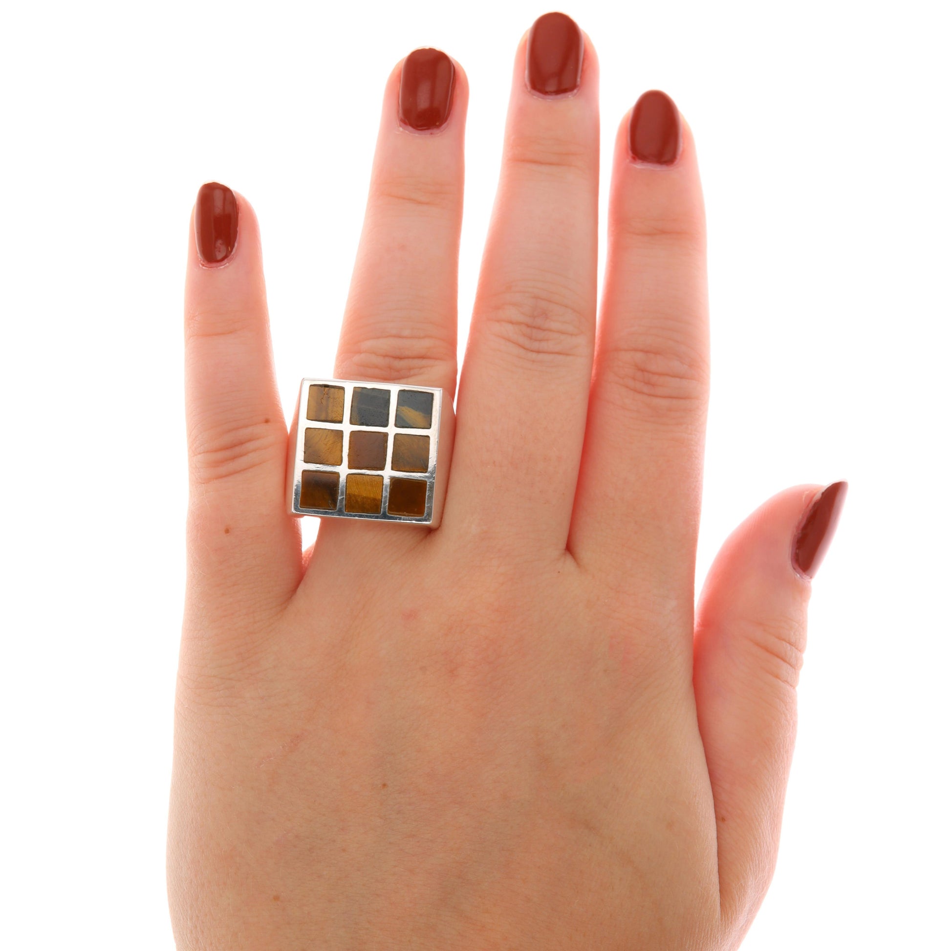 Sterling Silver Men's Tigers Eye Inlay Ring