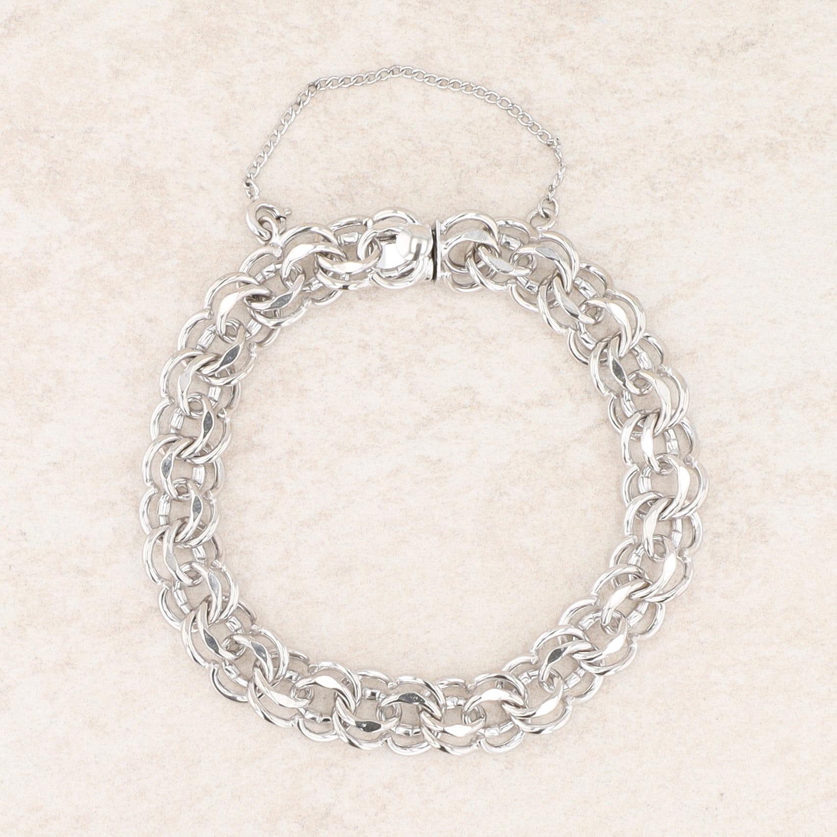 Sterling Silver Double Charm Bracelet 23.36g