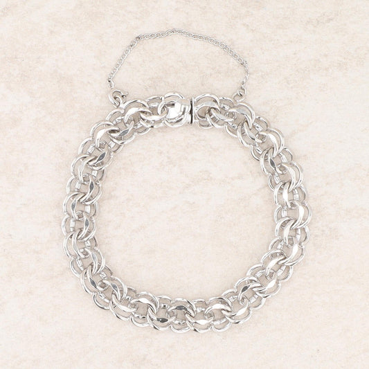 Sterling Silver Double Charm Bracelet 23.36g