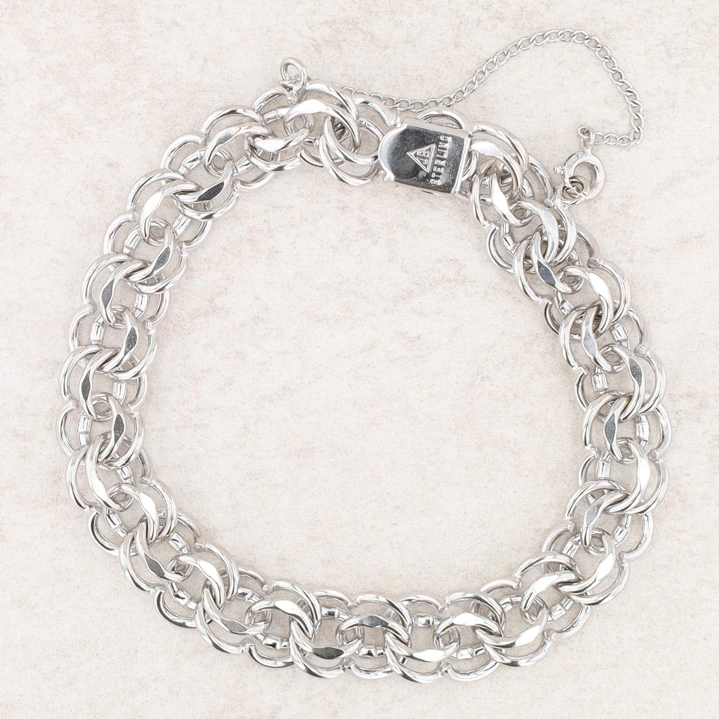 Sterling Silver Double Charm Bracelet 23.36g