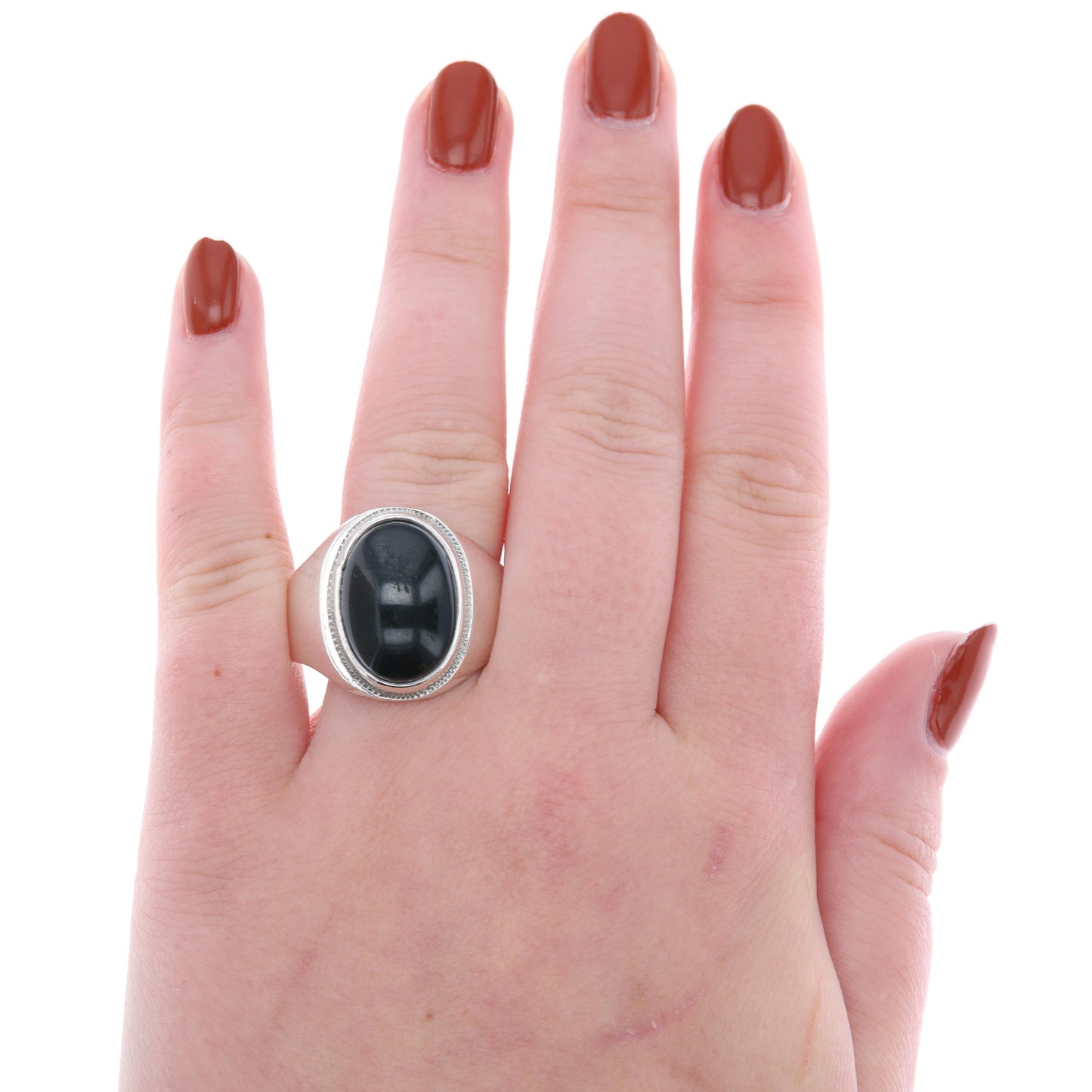 Sterling Silver Oval Onyx Men's Ring